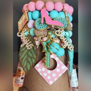 Junky Turquoise and Pink Charm Bracelet